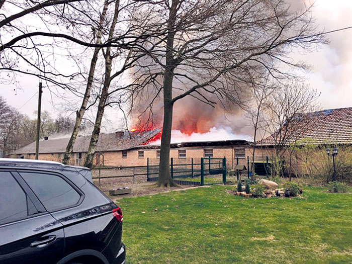 Als die Löschzüge aus Neuenkirchen, Rietberg und Mastholte vor Ort eintrafen, stand der Geflügelstall schon im Vollbrand. 